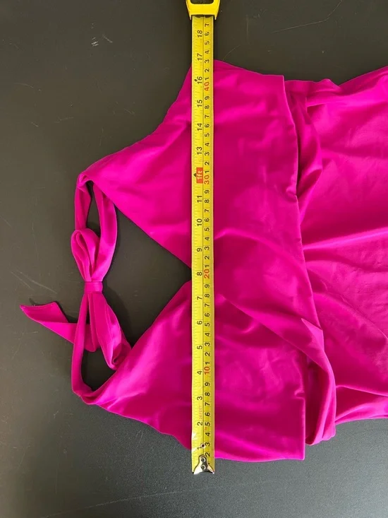 Athleta Womens Faux Wrap Tankini Top Pink Stretch Halter Neck Tie 38D/DDT - Picture 6 of 9